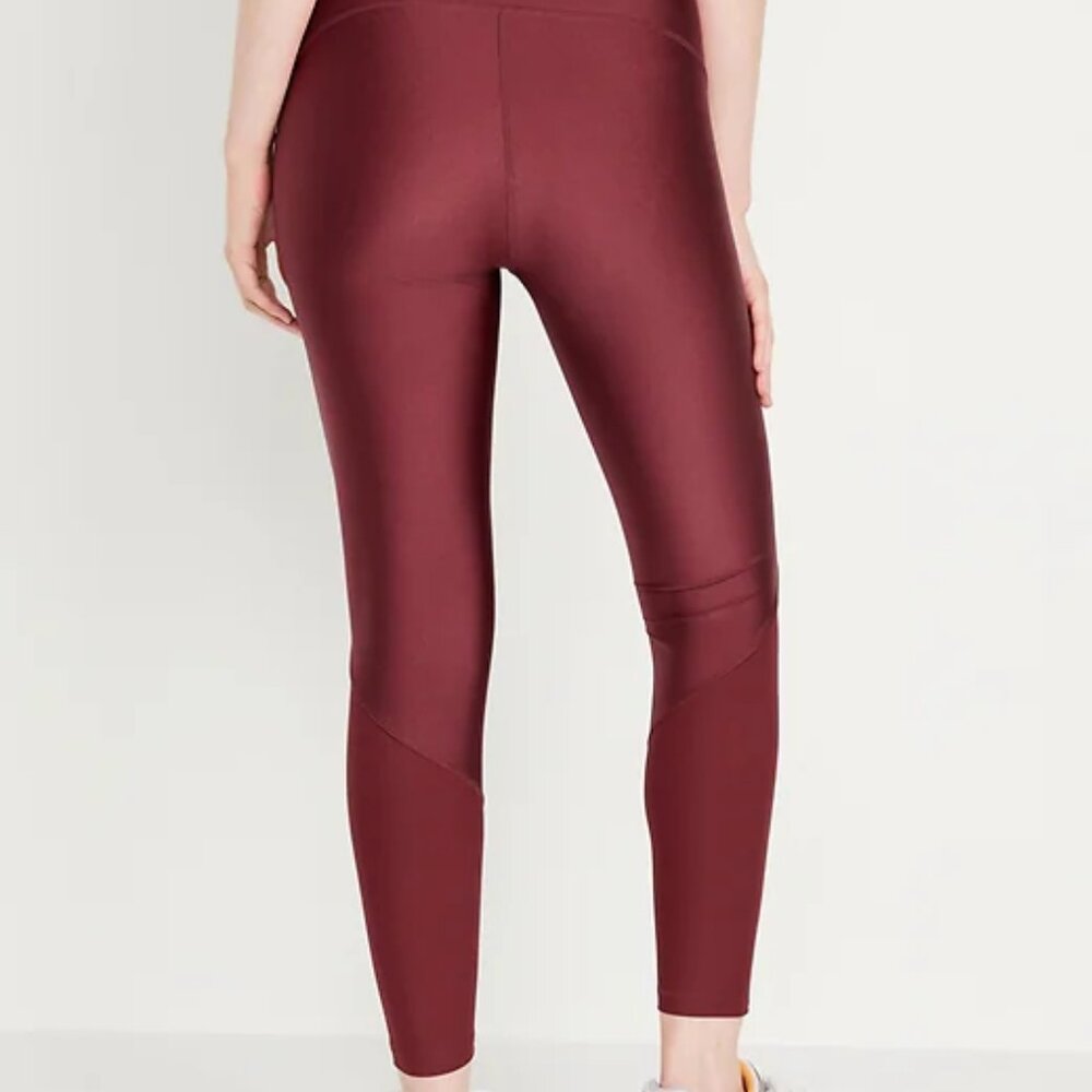 Old Navy Active Powersoft High-Waisted PowerSoft 7/8 Shine Leggings Noble Garnet